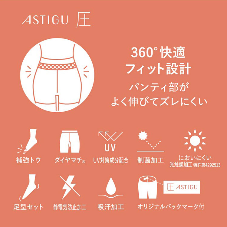 ATSUGI★アスティーグ【圧】引き締める3足組ストッキング