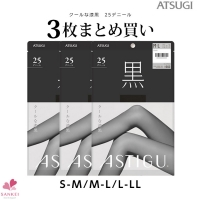 ATSUGI★アスティーグ【黒】25デニール3足組シアータイツ(日本製タイツ)