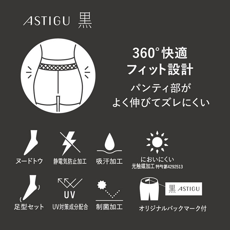 ATSUGI★アスティーグ【黒】25デニール3足組シアータイツ