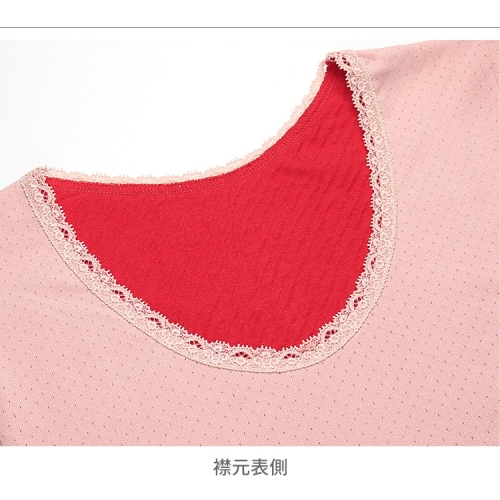 こだわりの日本製★赤い下着★女性用裏赤肌着8分袖